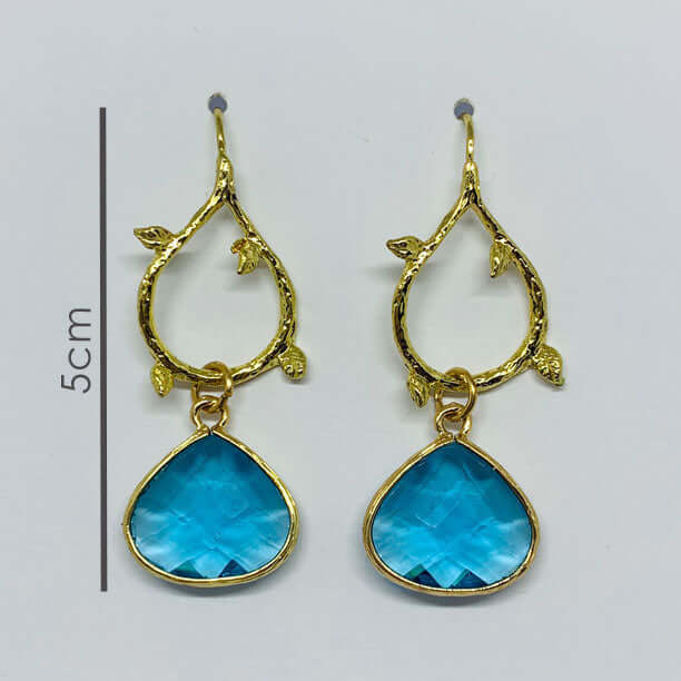 Aqua and Gold Leaf Earrings - DaisyBloom