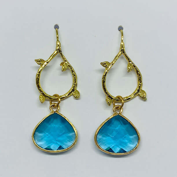 Aqua and Gold Leaf Earrings - DaisyBloom