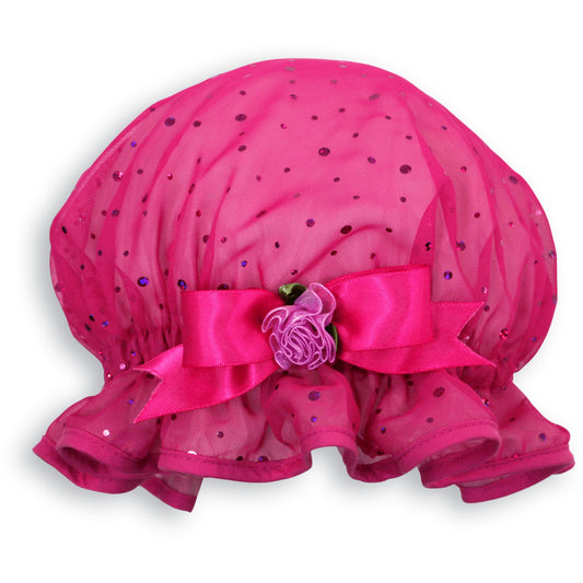 Childs Hot Pink Sequin Shower Cap - DaisyBloom