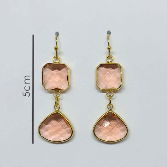 Double Peach and Gold Drop Earrings - DaisyBloom
