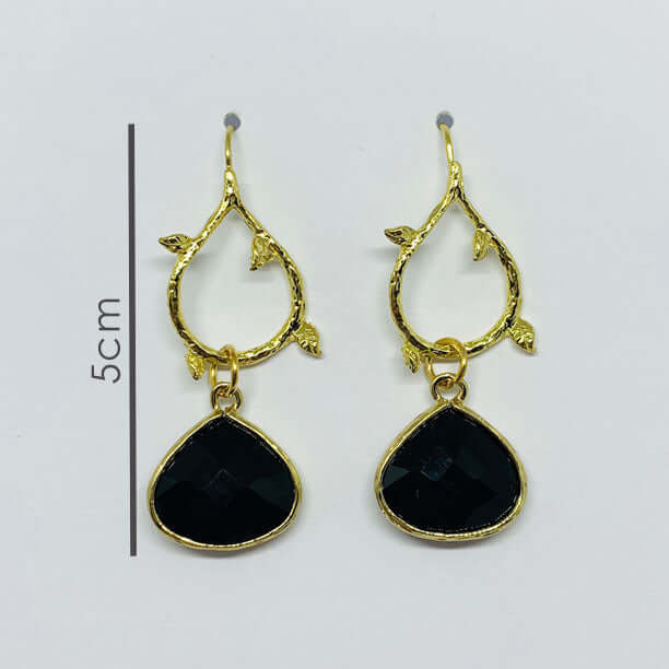 Black and Gold Leaf Earrings - DaisyBloom