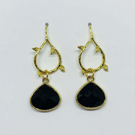 Black and Gold Leaf Earrings - DaisyBloom