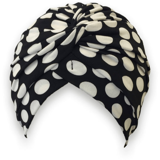 Black and White Spot Shower Turban - DaisyBloom