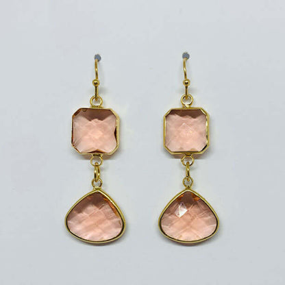 Double Peach and Gold Drop Earrings - DaisyBloom