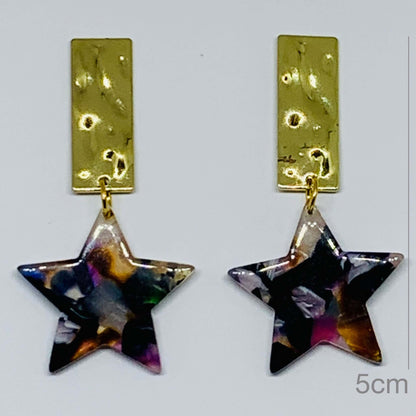 Golden Bar & Star Drop Earrings - DaisyBloom