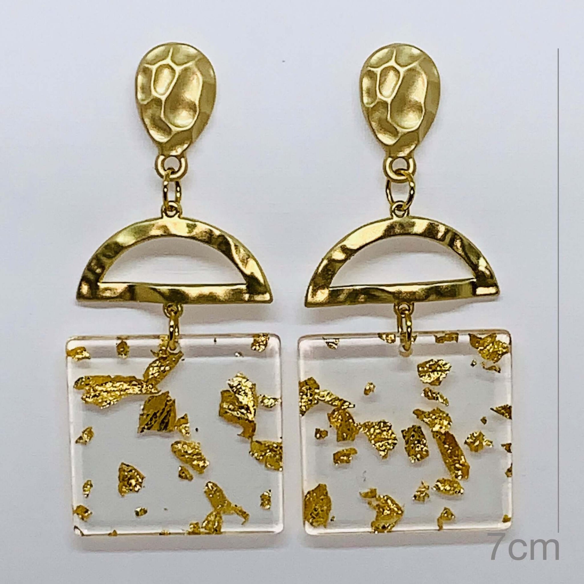 Golden Deco Square Drop Earrings - DaisyBloom