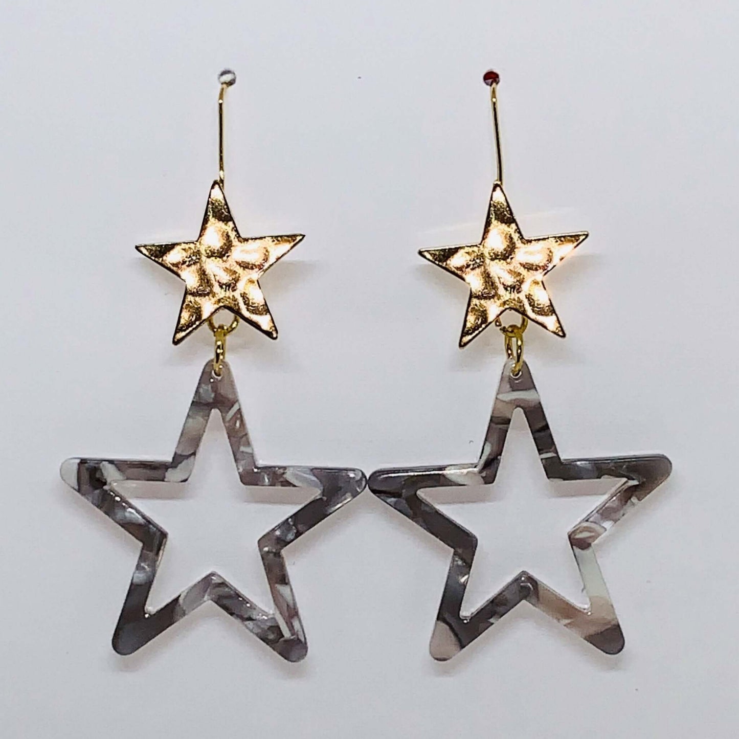 Golden Star & Outline Drop Earrings - DaisyBloom