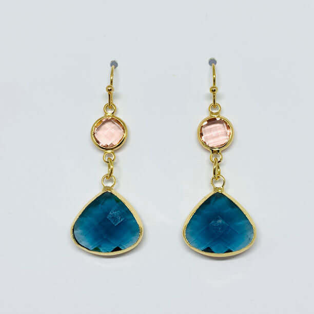 Pink and Blue Double Drop Earrings - DaisyBloom