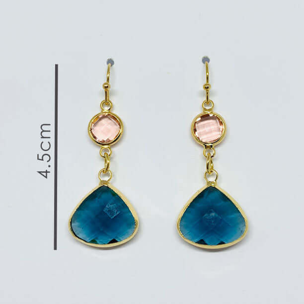 Pink and Blue Double Drop Earrings - DaisyBloom