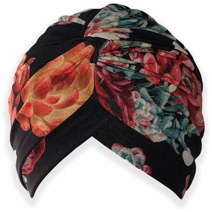 Red & Black Succulent Print Turban - DaisyBloom