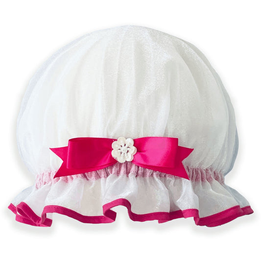 White & Pink Shower Cap - DaisyBloom